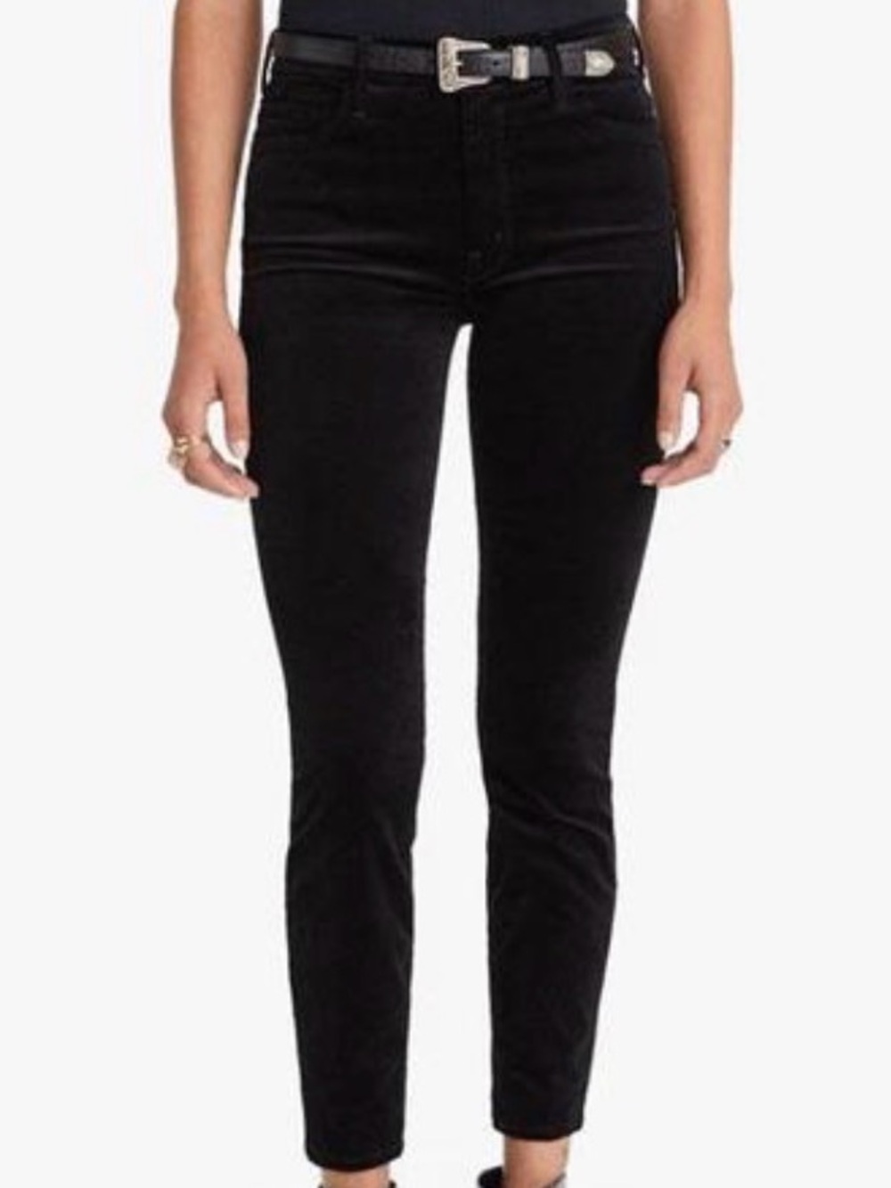 Mother high waisted Looker black velvet jeans size 32